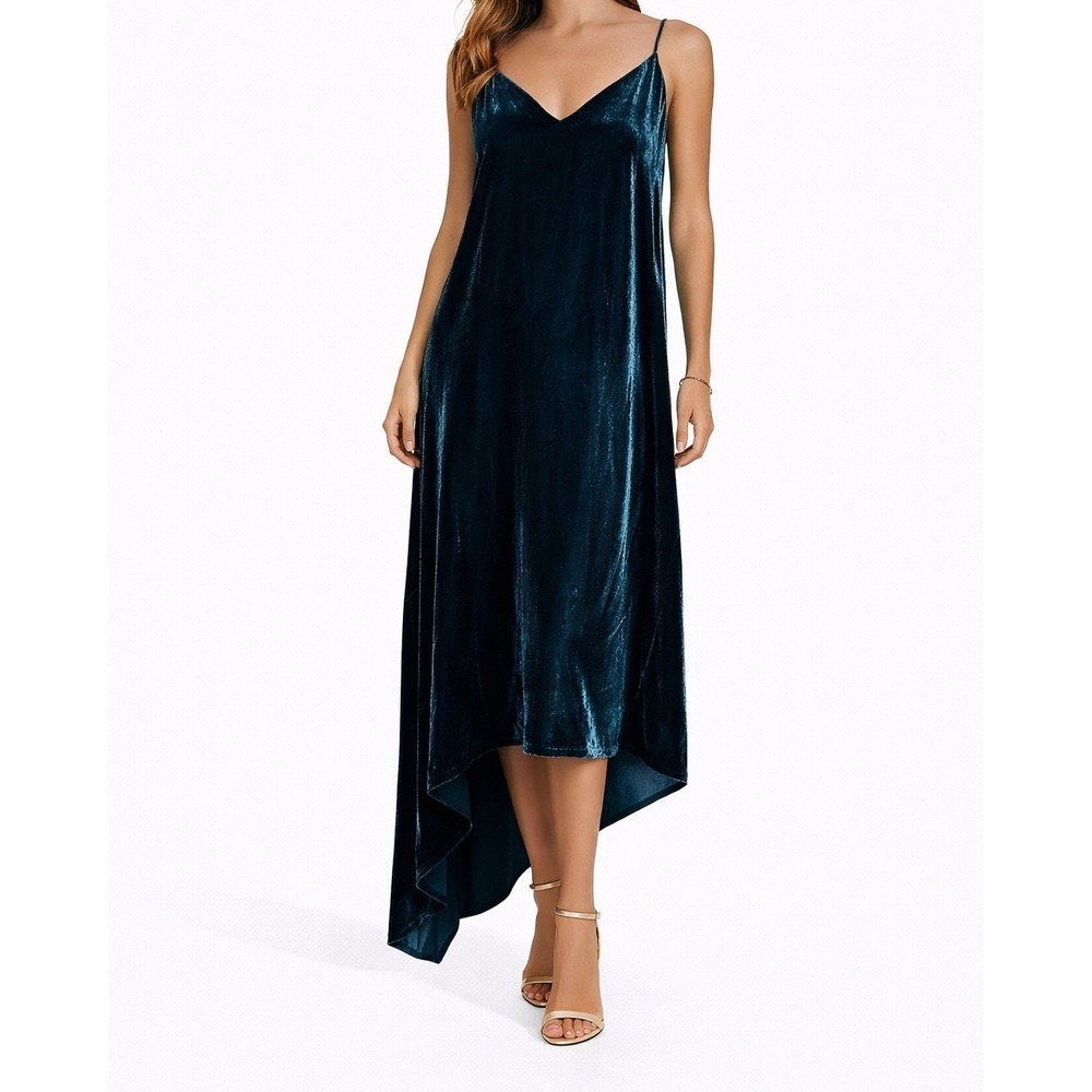 BCBGMAXAZRIA Teal Silk Blend High Low Dress Size L NWT Evening Gown